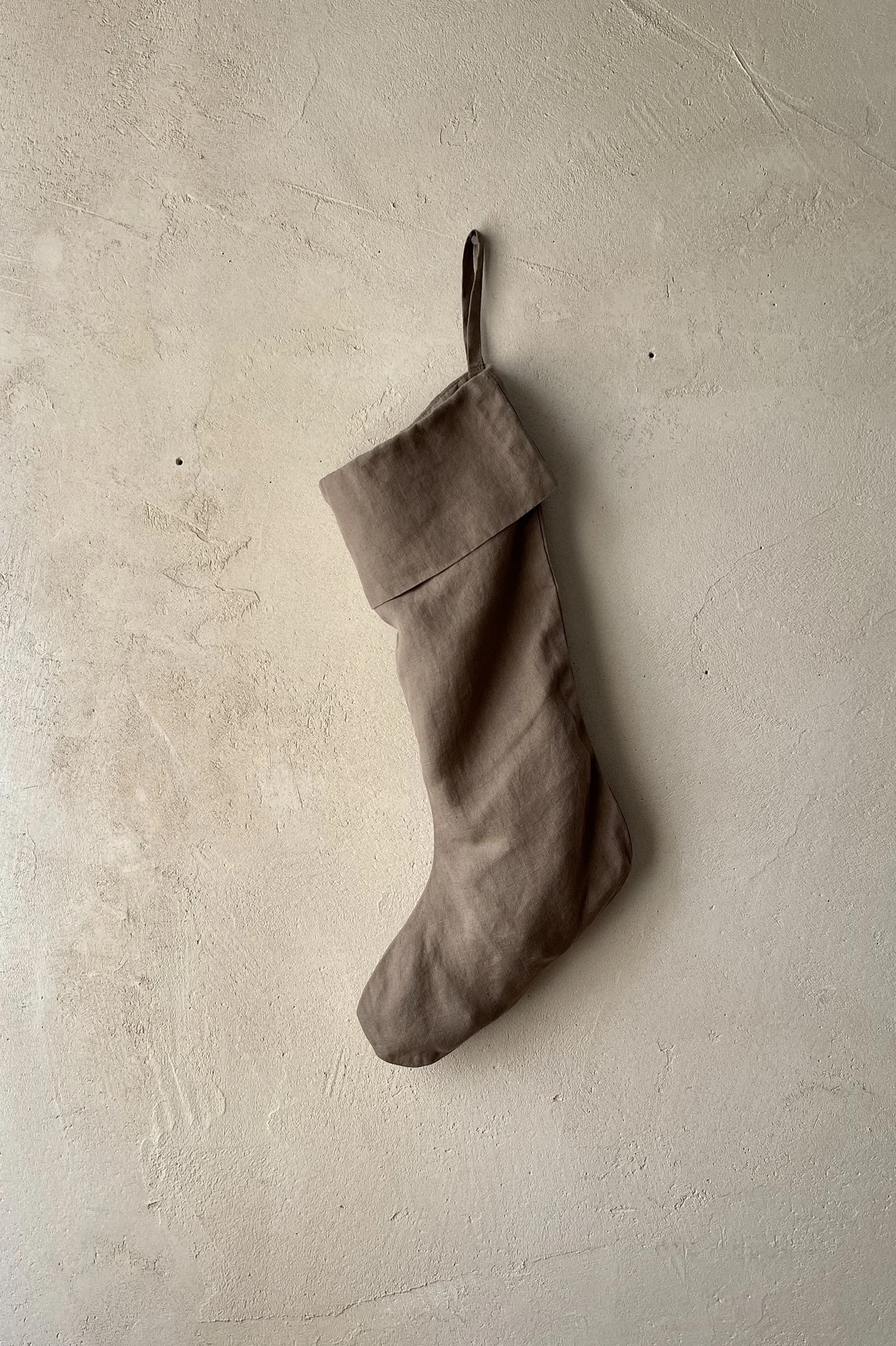 Ready to Ship Linen Christmas Stocking large / Mocha - Etsy | Etsy (US)