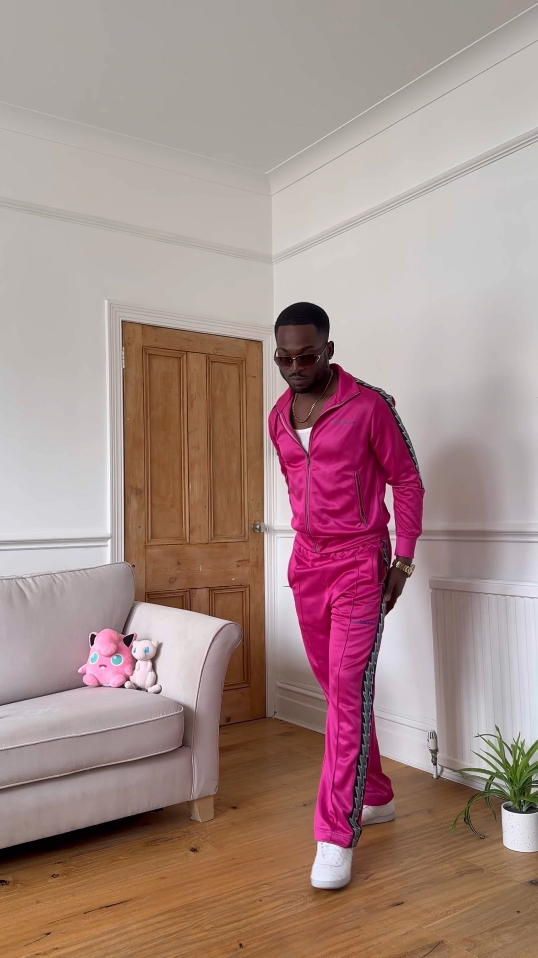 Pink tracksuit, side panel trousers, hot pink, barbie core, white adidas gazelle’s, pink tint sunglasses, men’s fashion, acne studios, needles 

#LTKmens #LTKstyletip #LTKeurope
