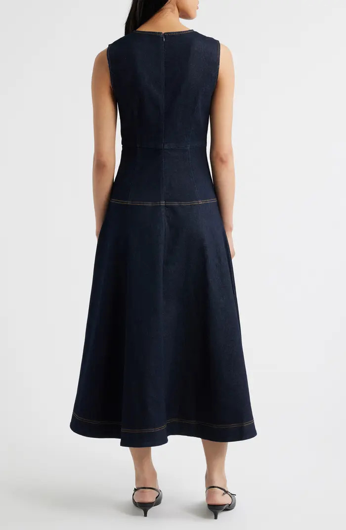 ZOE AND CLAIRE Sleeveless Denim A-Line Midi Dress | Nordstrom | Nordstrom