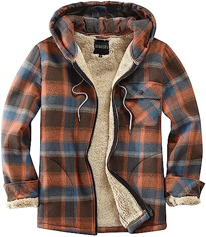 Elesuit Men's Full Zip Fleece Flannel Jackets Shirt Plaid Cotton Hoodies Soft Warm Coat for Men w... | Amazon (US)