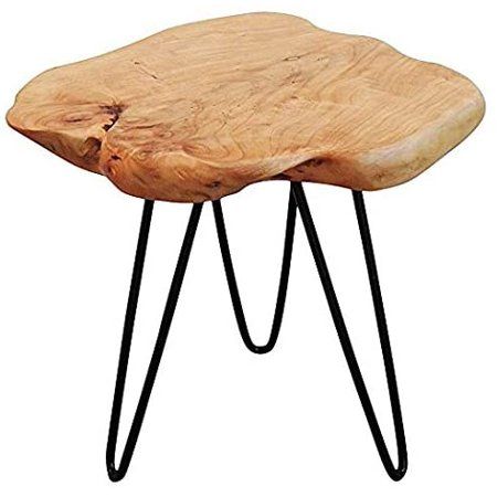 SigalectLive Edge Side Table with Hairpin Legs Natural Edge Side Table Small Nightstand Wood 15.5 Ta | Walmart (US)