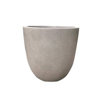 KANTE 17 in. Tall Weathered Concrete Lightweight Durable Modern Round Outdoor Planter-RC0050C-C80... | The Home Depot