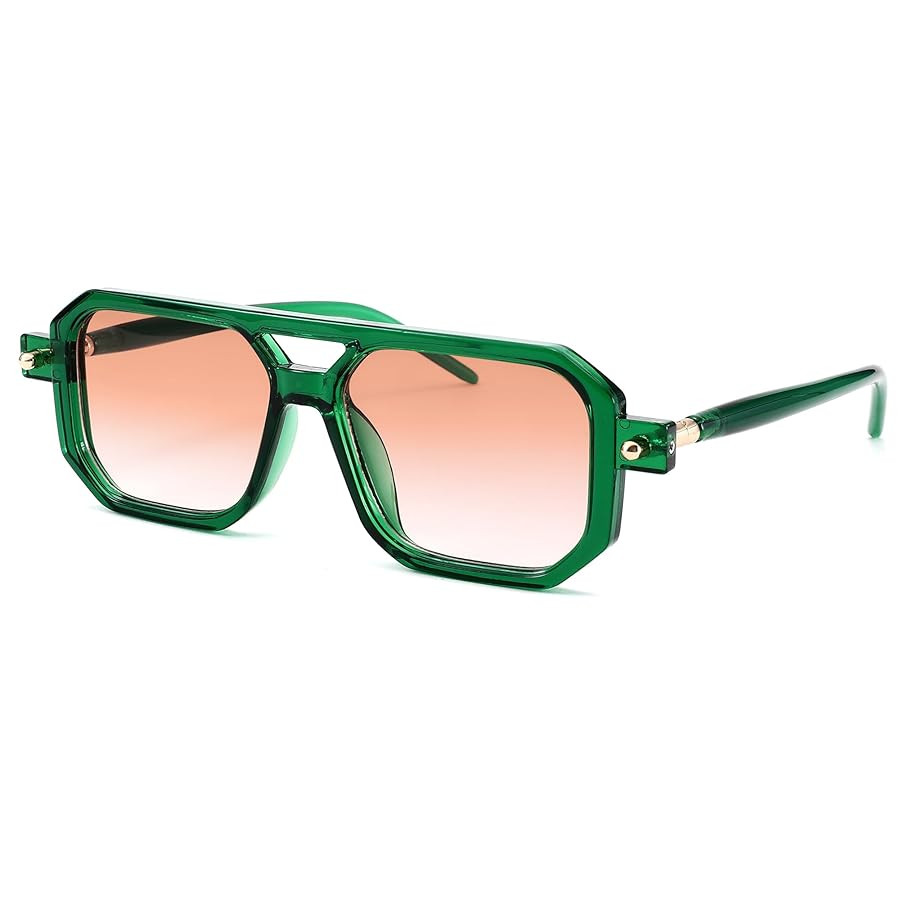 NULOOQ Vintage Aviator Sunglasses for Women – Men Retro 70s Flat Square Sun Glasses Trendy Styl... | Amazon (US)