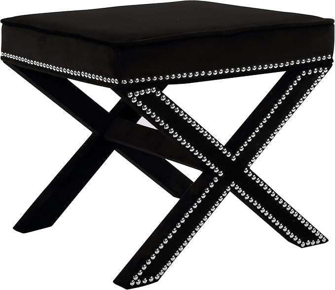 Meridian Furniture Nixon Collection Modern | Contemporary Velvet Upholstered Ottoman / Bench with... | Amazon (US)