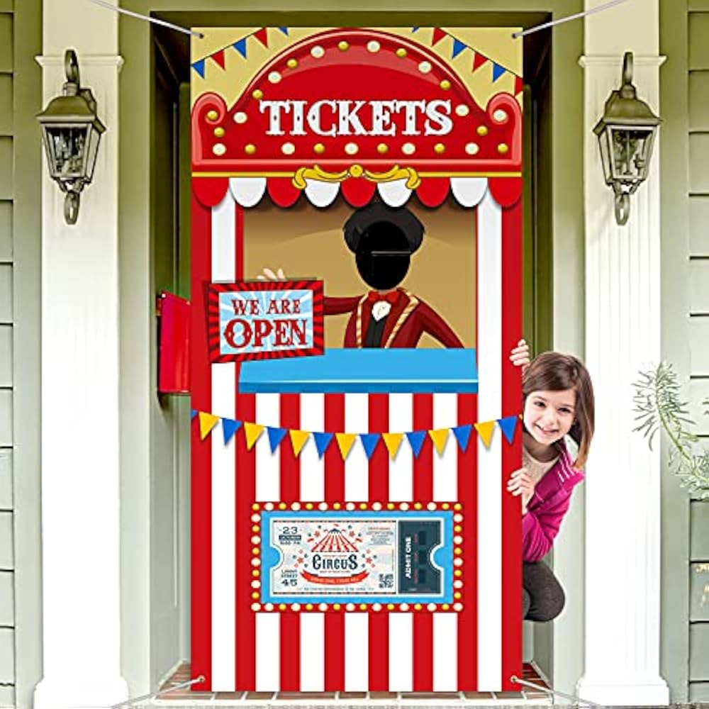Carnival Circus Theme Party Decorations, Halloween Carnival Photo Door Banner Ticket Booth Backdr... | Amazon (US)