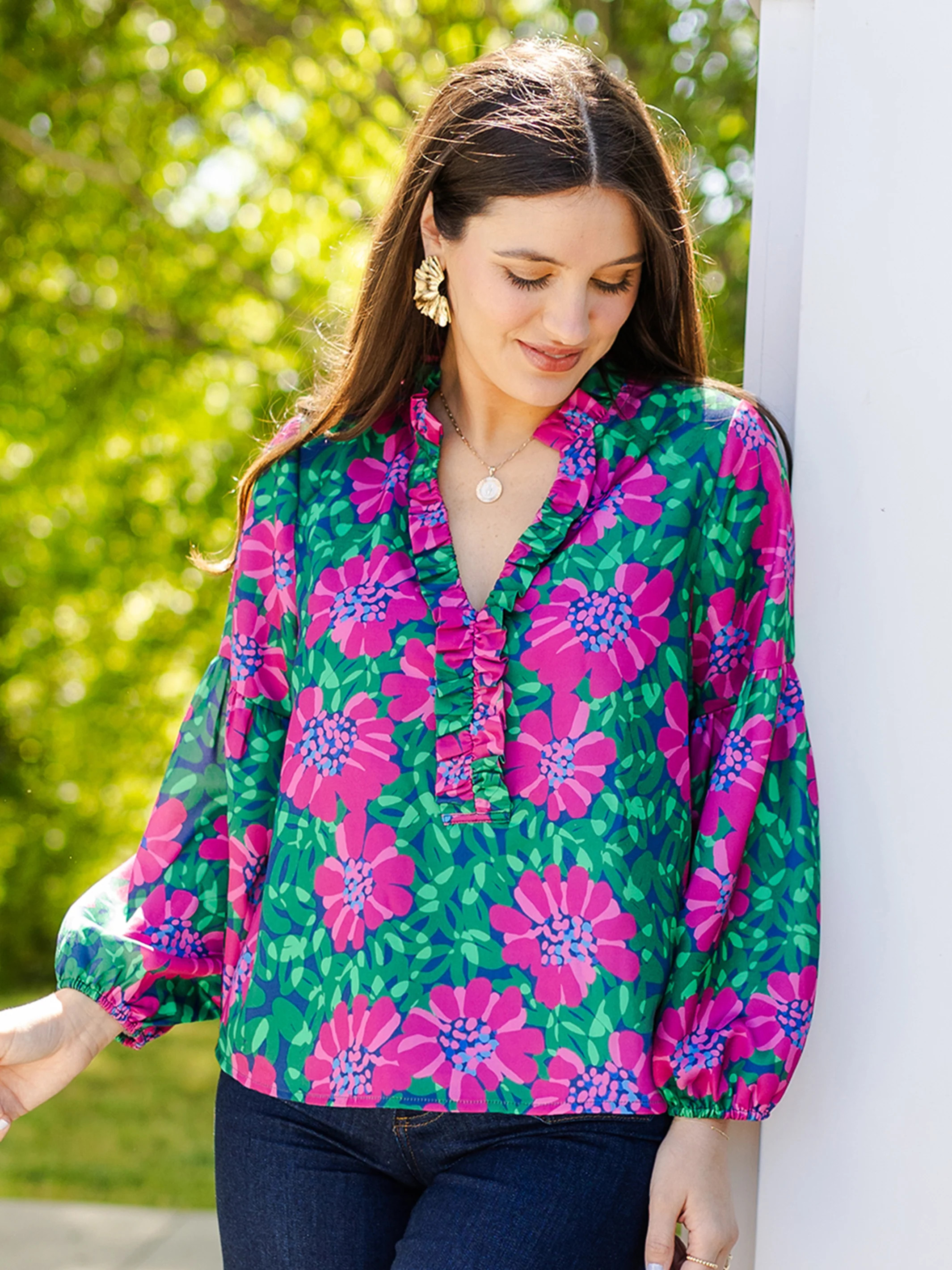 Lexi Top | Wildflower Navy | Michelle McDowell