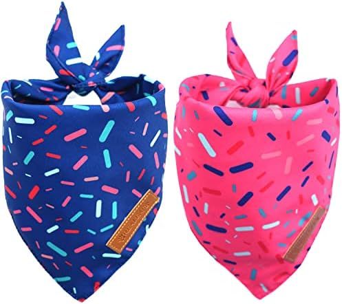 Realeaf Dog Birthday Bandanas 2 Pack, Dog Birthday Party Supplies, Blue and Pink Bandana, Triangle R | Amazon (US)