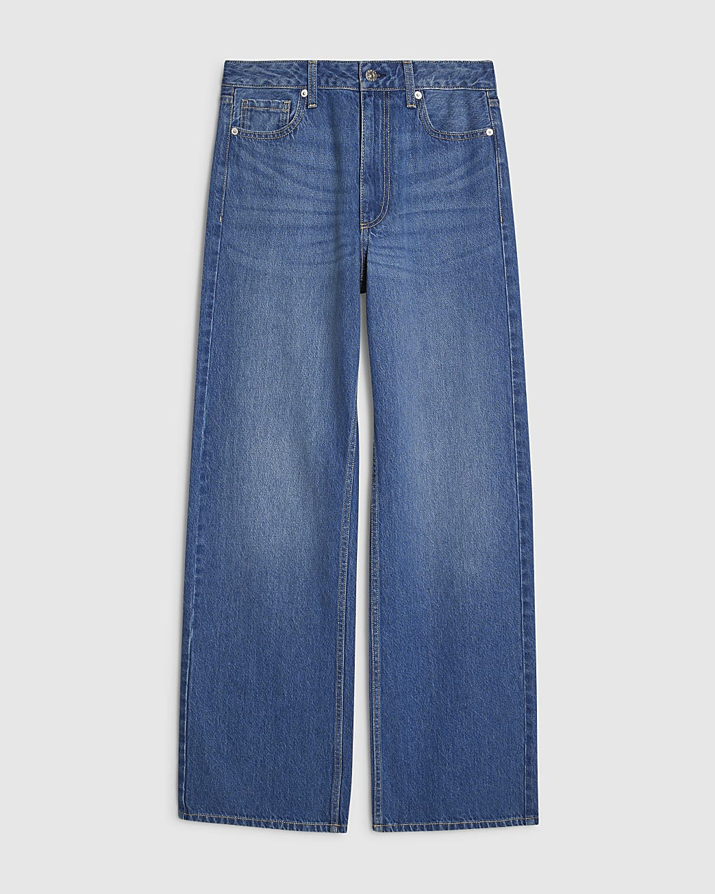 Blue High Waisted Relaxed Straight Leg Jeans | River Island UK & IE
