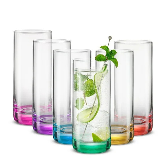 JoyJolt Hue Colored Highball Drinking Glasses - 13 oz - Set of 6 | Walmart (US)