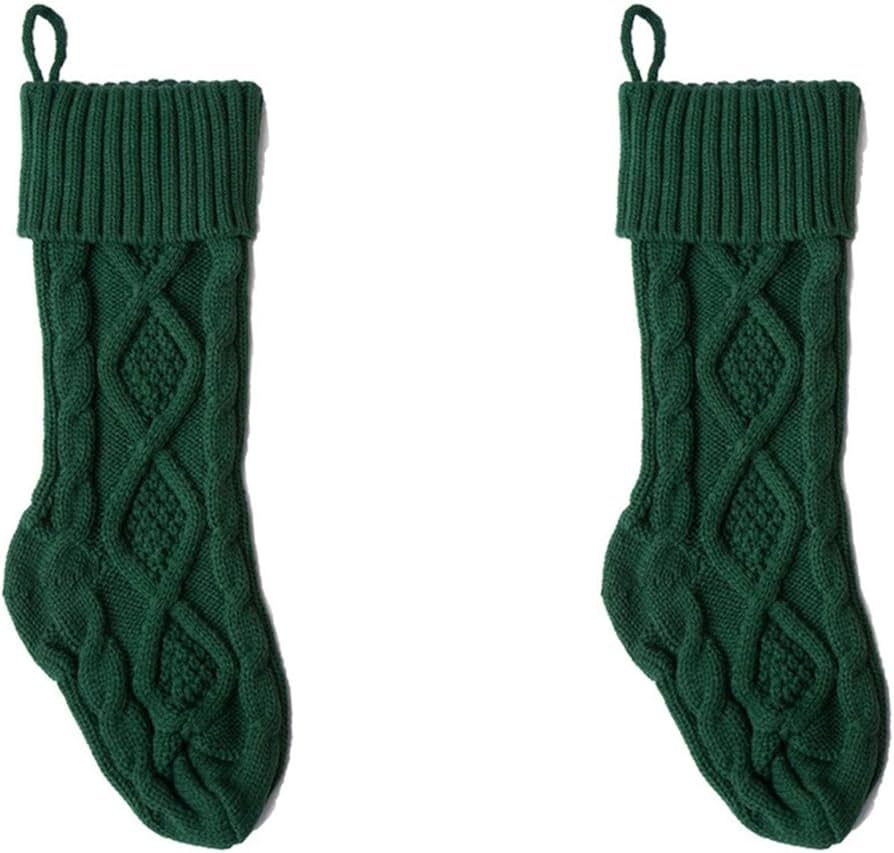 Flonding 2 Pack 18" Green Knitted Christmas Stockings for Xmas Holiday Party Hanging Stocking Dec... | Amazon (CA)