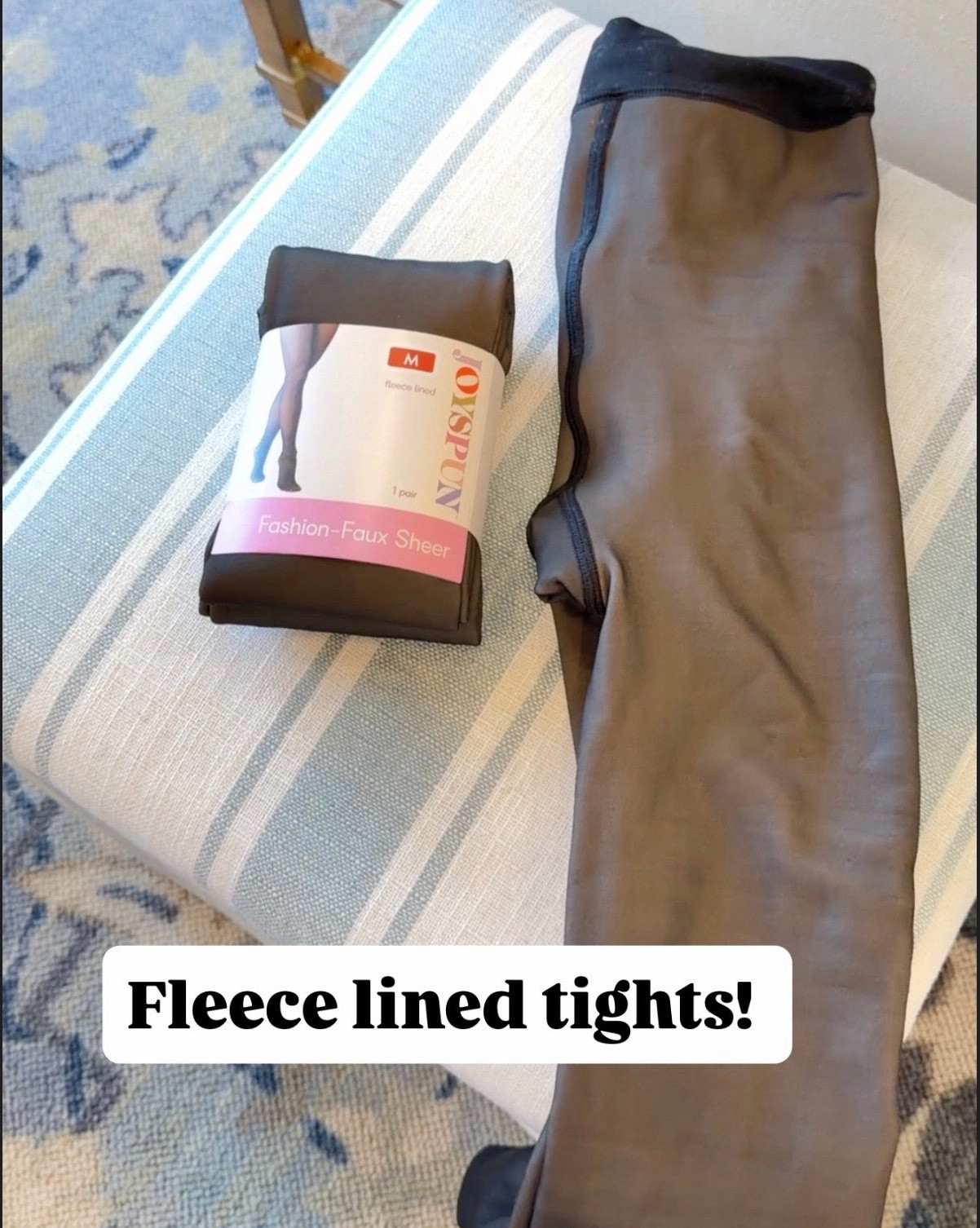 Fleece lined sheer tights restocked! I sized up for a roomier fit - swipe to see how they look on ✨ black tights 