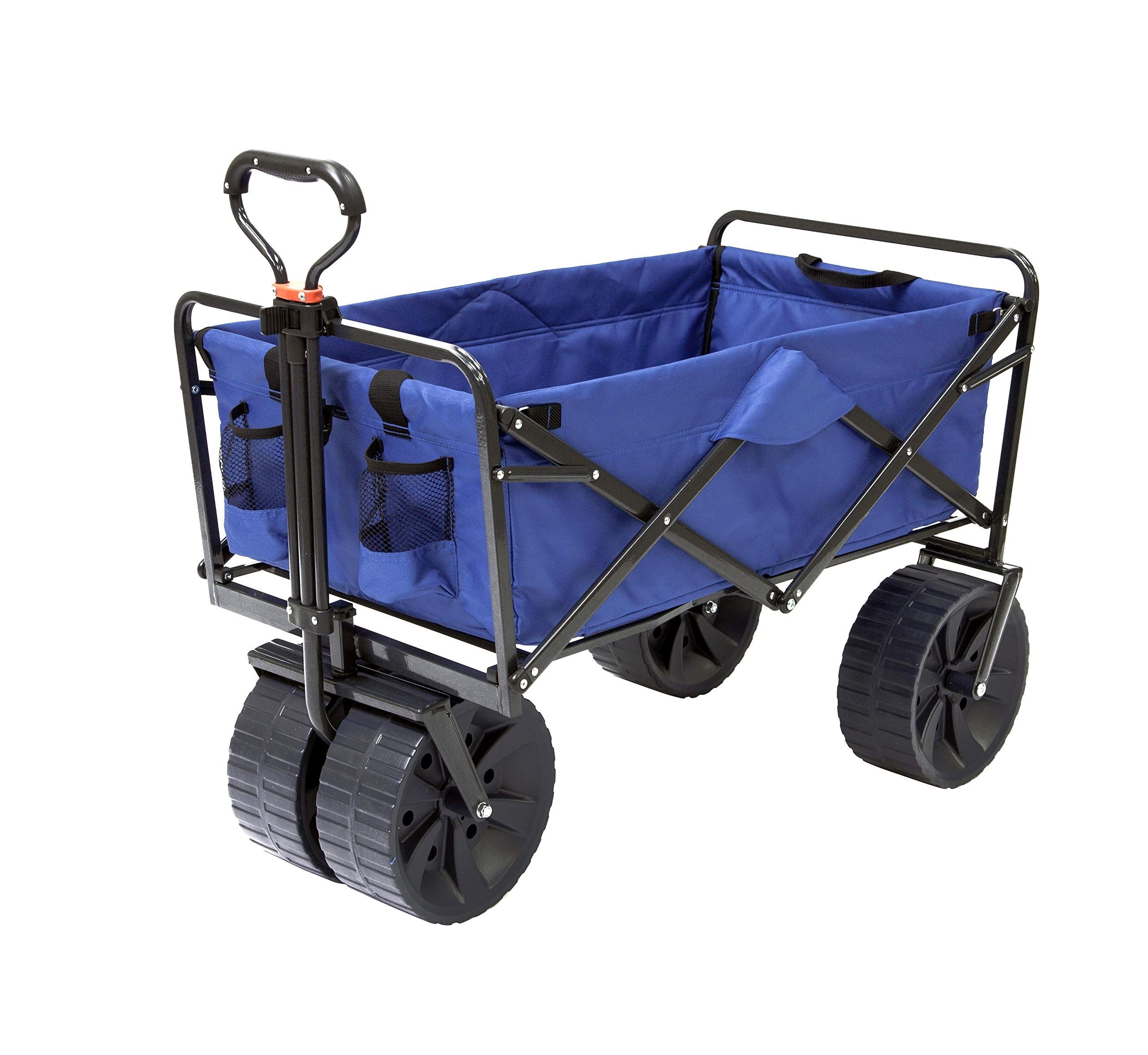 Mac Sports Heavy Duty Collapsible Folding All Terrain Utility Beach Wagon Cart, Blue/Black | Amazon (US)