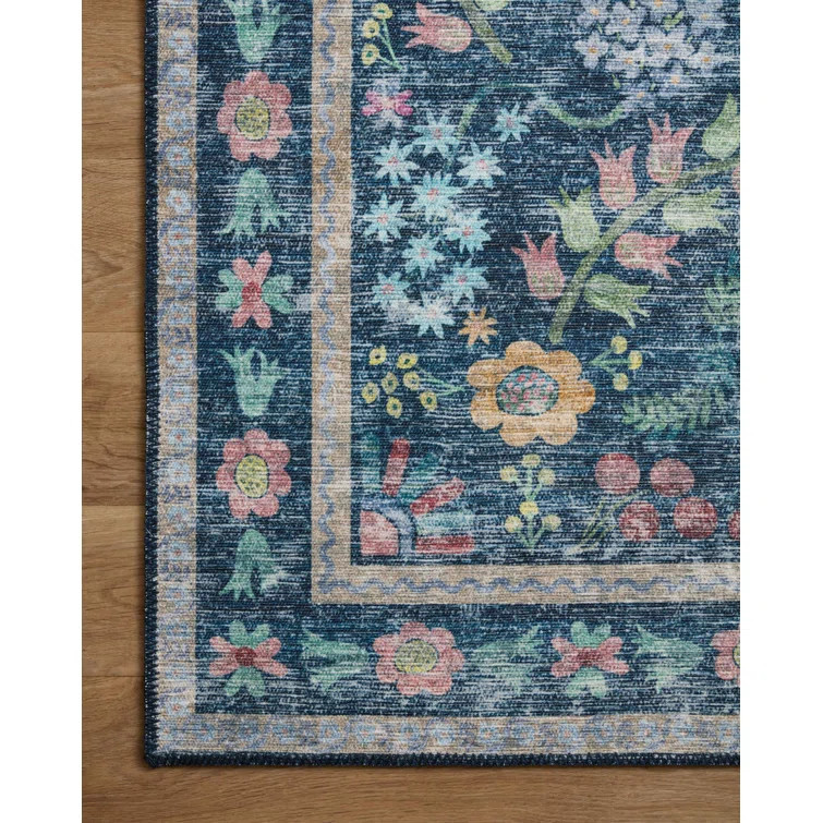 Rifle Paper Co. X Loloi Maison Frances Blue / Multi 5'-0" X 5'-0" Area Rug | Wayfair North America