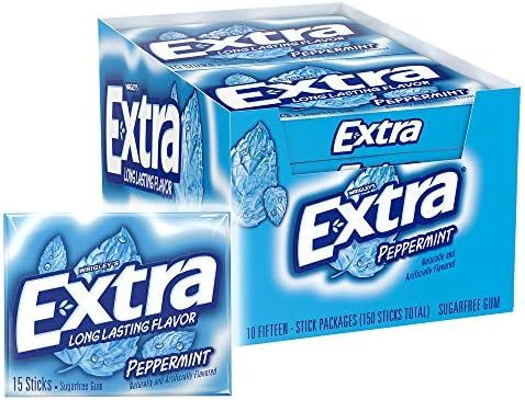 Extra Gum Peppermint Chewing Gum, 15 Pieces (Pack of 10) | Amazon (US)