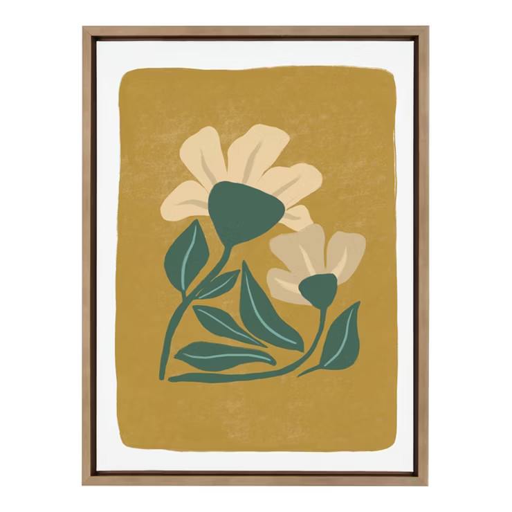 18" x 24" Sylvie Happy Flowers Framed Canvas by Oris Eddu Gold - Kate & Laurel All Things Decor | Target
