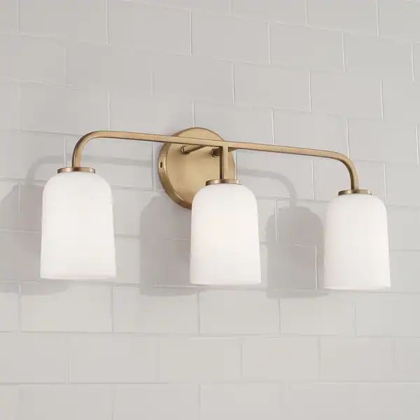 Lawson 3-light Bath/ Vanity Fixture w/ Soft White Glass - Aged Brass | Bed Bath & Beyond