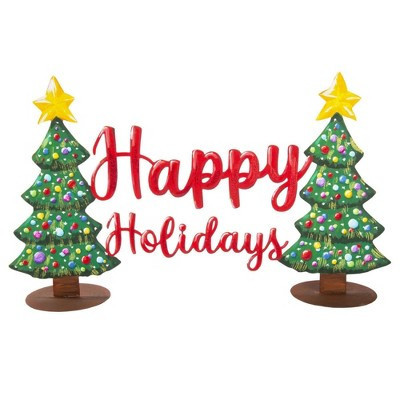 Round Top Collection 14.25" Merry & Bright Tree Centerpiece Christmas Holidays  -  Freestanding Signs | Target