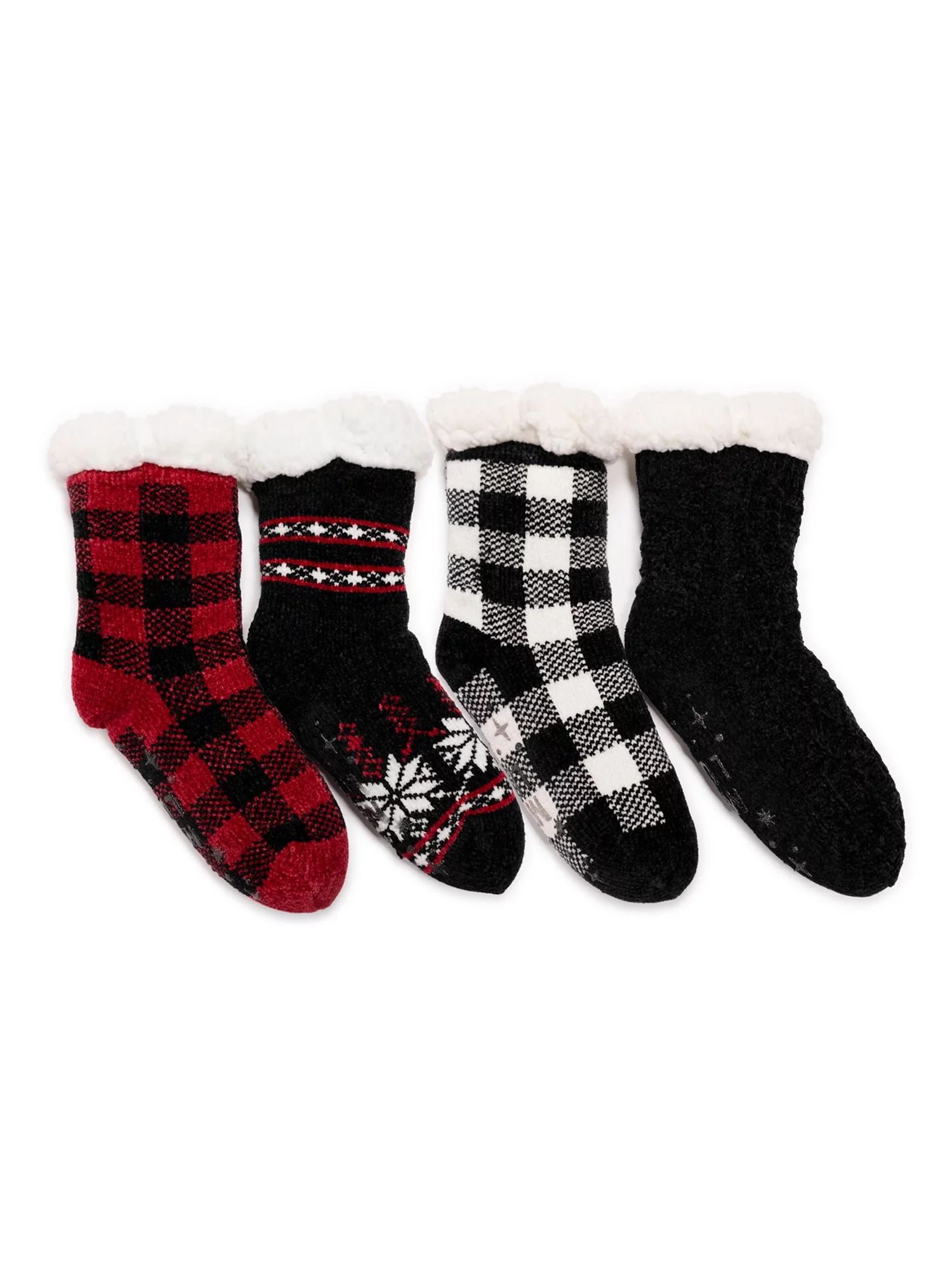 Muk Luks Women's Chenille Plush Lined Cabin Socks, 4-Pack | Walmart (US)
