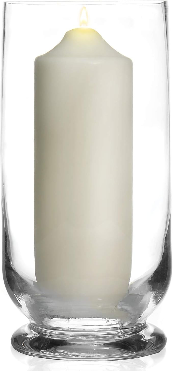 Tall Glass Hurricane Lantern Candle Holder – Clear Vase for Pillar or LED Candles – Elegant T... | Amazon (UK)