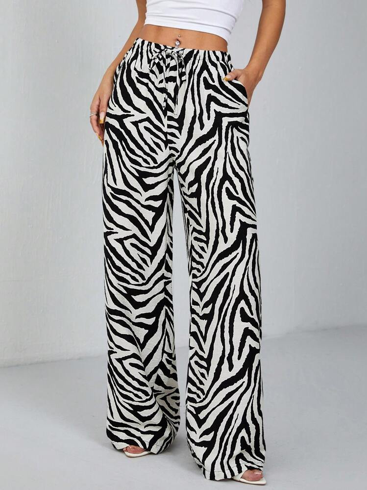 zebra linen pants | SHEIN