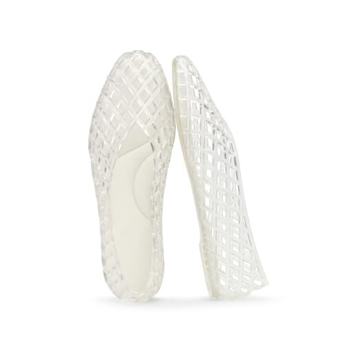 Clear Jelly Shoes for Women Mesh Ballet Flats Slip On Jelly Sandals | Amazon (US)