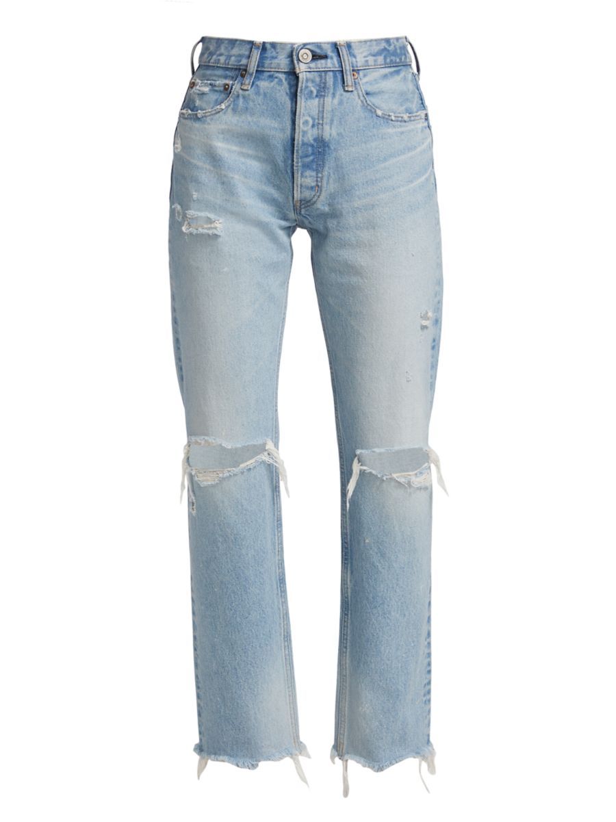 Moussy Vintage Odessa High-Rise Distressed Wide Straight-Leg Jeans | Saks Fifth Avenue