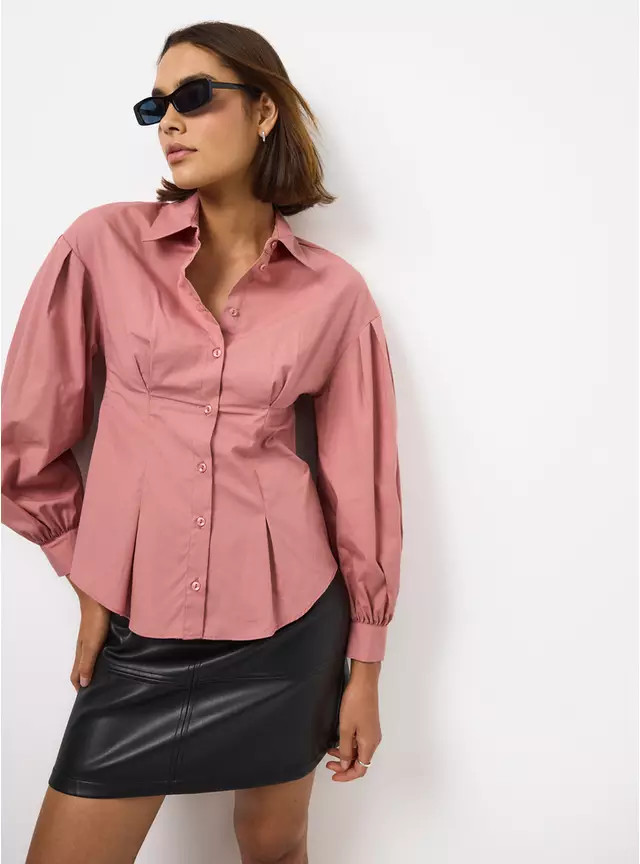 Pink Cinched Waist Detail Shirt 22 | Tu Clothing