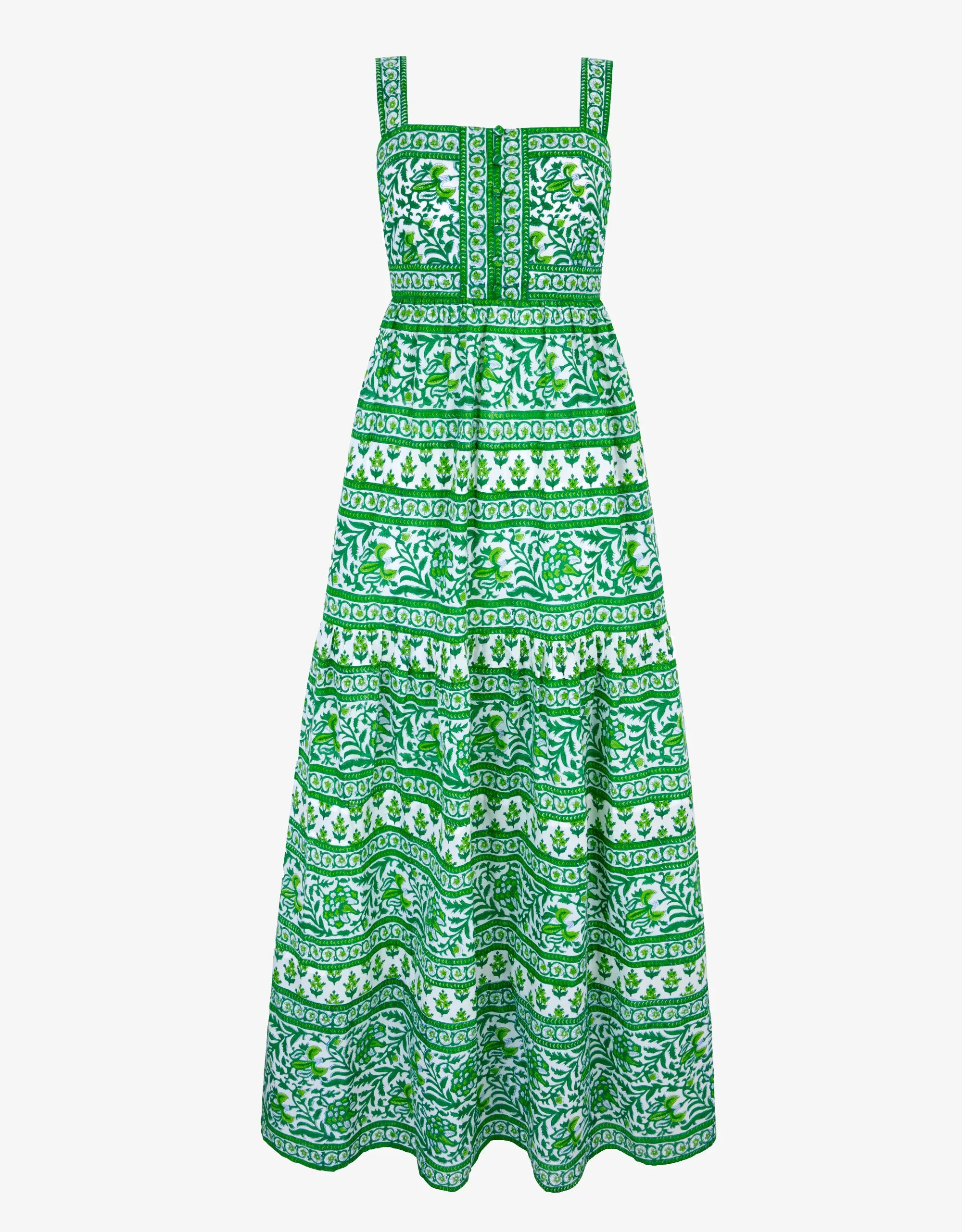 Green Block Print Lucia Dress | Pink City Prints UK