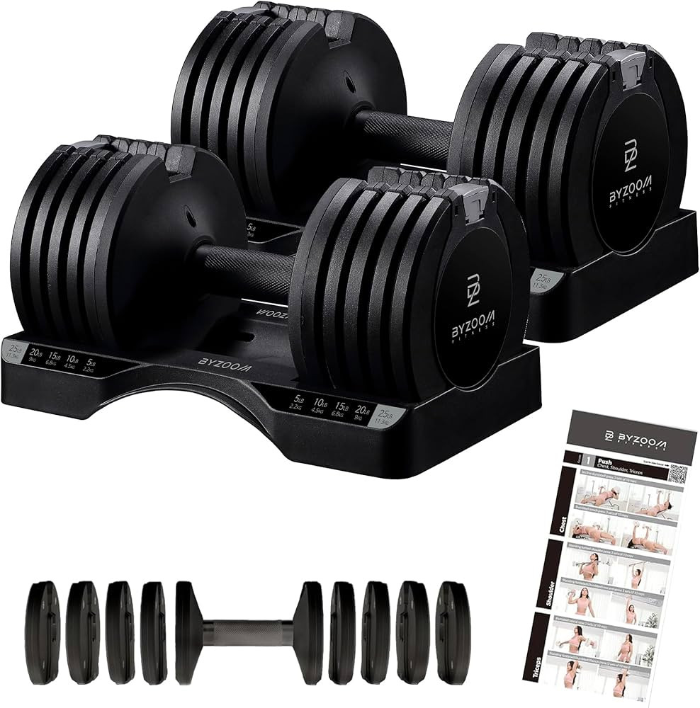 Adjustable Dumbbell – 12.5/25lb Single Unit OR Set of 2 – 5-in-1 Adjustable Weight for Home G... | Amazon (US)