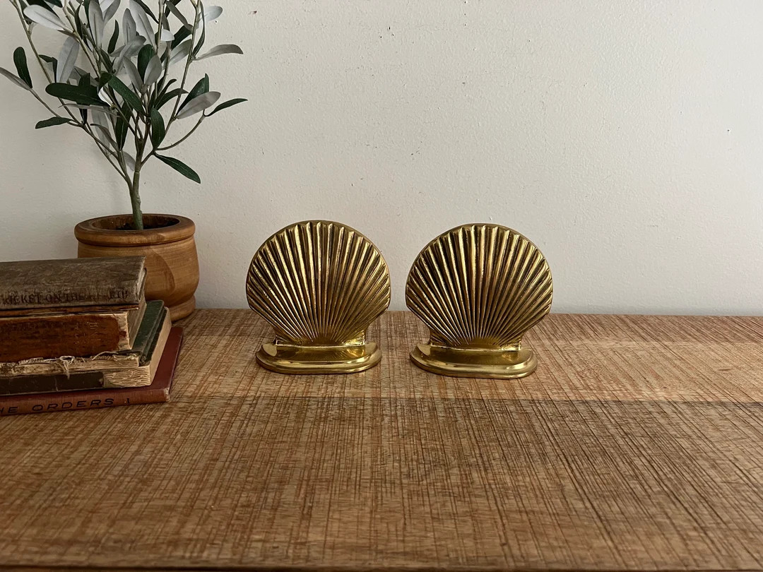 Vintage Brass Shell Bookends set of 2 | Etsy (US)