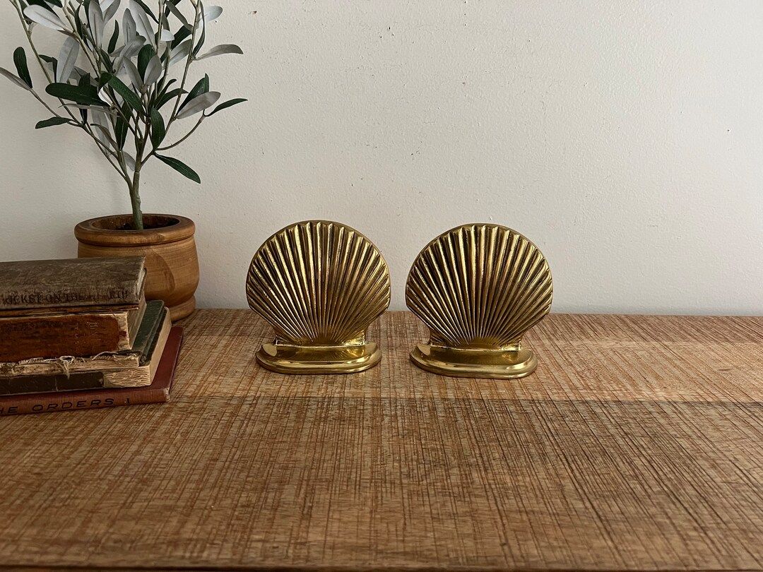 Vintage Brass Shell Bookends set of 2 | Etsy (US)