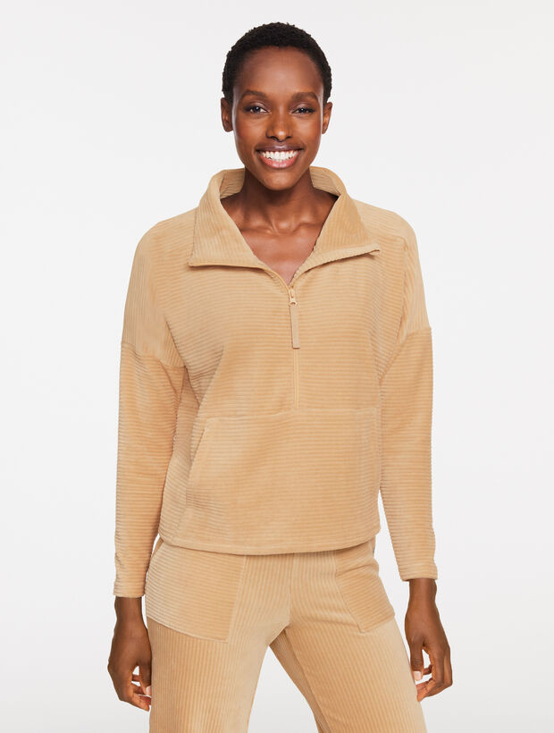 Sky Lounge Velour Half-Zip Pullover | Talbots