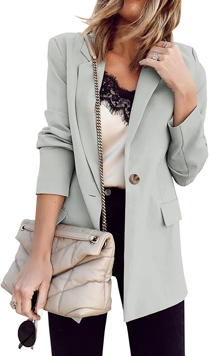 Ivay Womens Casual Blazers Lightweight Open Front Long Sleeve Work Office Blazer Jacket | Amazon (US)