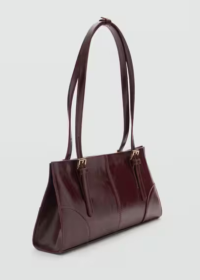 MANGO - Shoulder bag with buckles burgundy - One size - Women | MANGO (US)