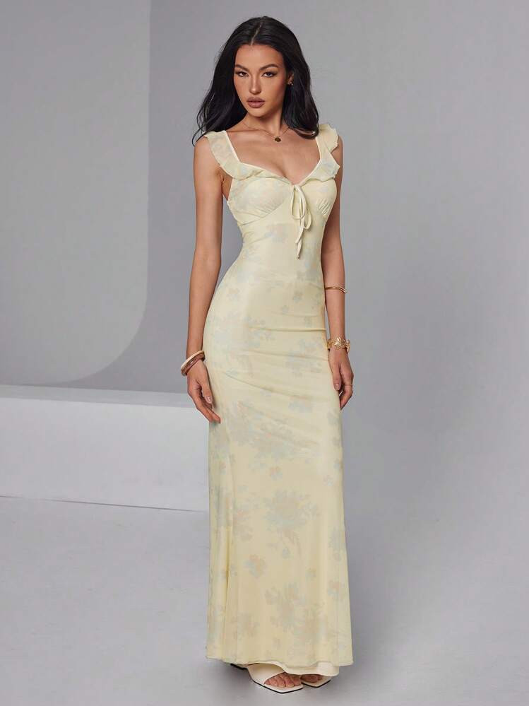 Yellow Floral Vacation Dress | SHEIN