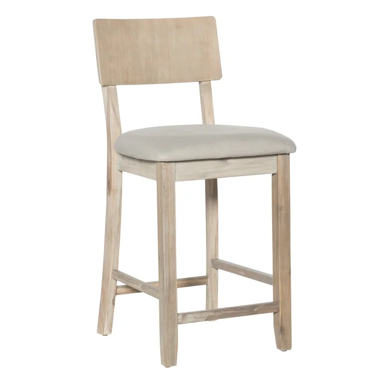 Linon Jordan 25" Counter Stool, Graywash with Gray Linen Fabric - Walmart.com | Walmart (US)
