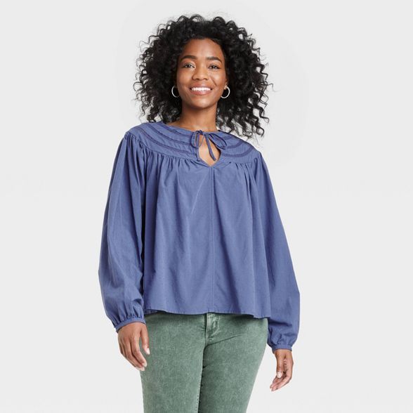 Women's Balloon Long Sleeve Tie-Front Blouse - Universal Thread™ | Target