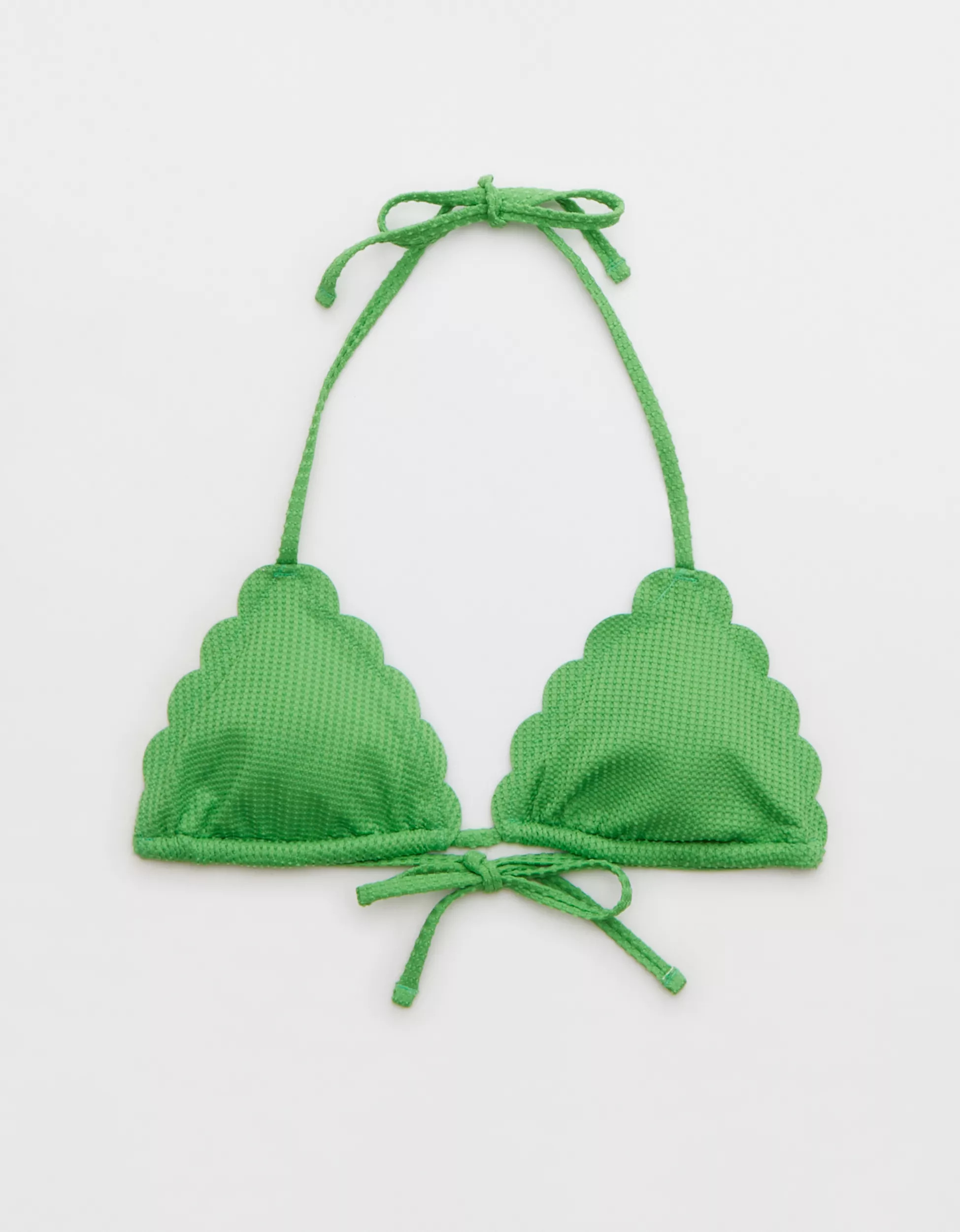 Aerie Waffle Scalloped String Triangle Bikini Top | Aerie