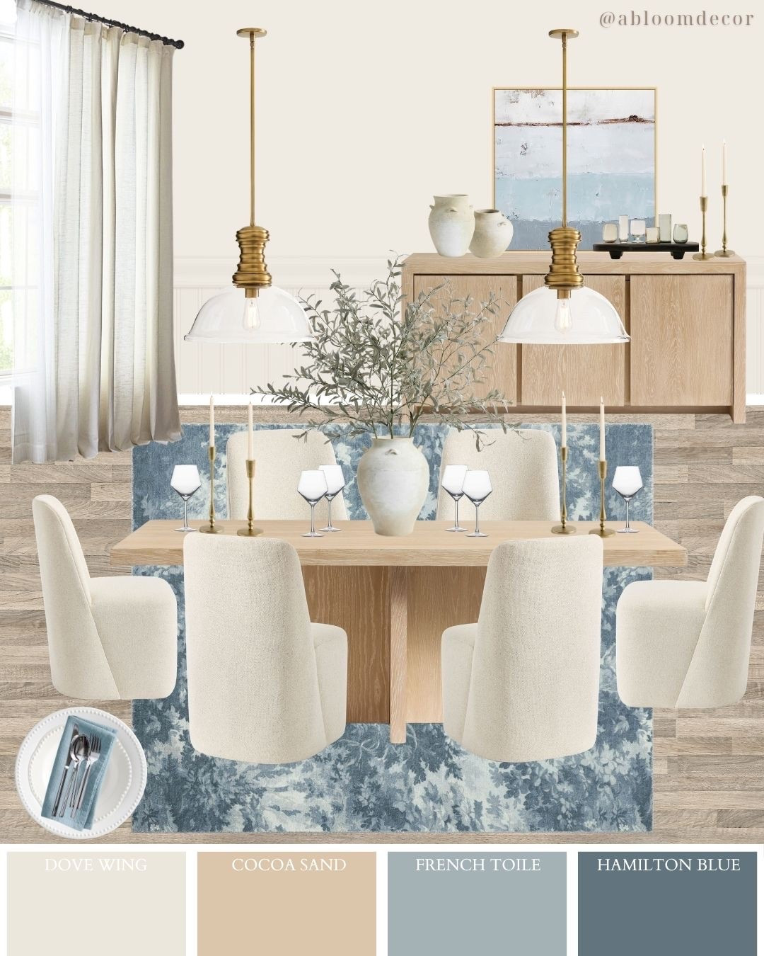 Soft Blue and Cream Elegant Dining Room Design

#LTKHome