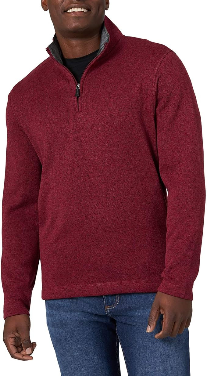 Wrangler Authentics Men's Long Sleeve Fleece Quarter-Zip Sweater | Amazon (US)