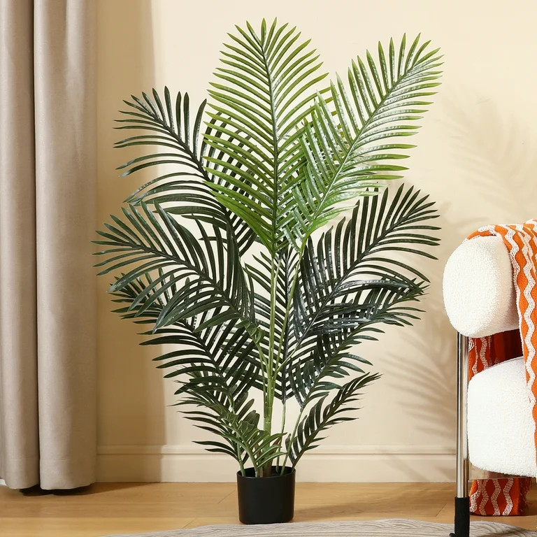 Fake Majesty Palm Plant 4 Feet Artificial Majestic Palm Faux Ravenea Rivularis in Pot for Indoor ... | Walmart (US)
