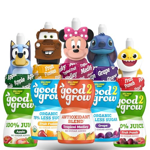 Good 2 Grow Apple Juice boxes With Character Tops (10 Pack) 5 Flavor | Fruit Fussion | Apple Juice | Fruit Punch | Grape | Tropical Medley | Spill Proof Spout | Reusable, BPA free packaging satisfy kids of all ages | Characters will vary | Amazon (US)