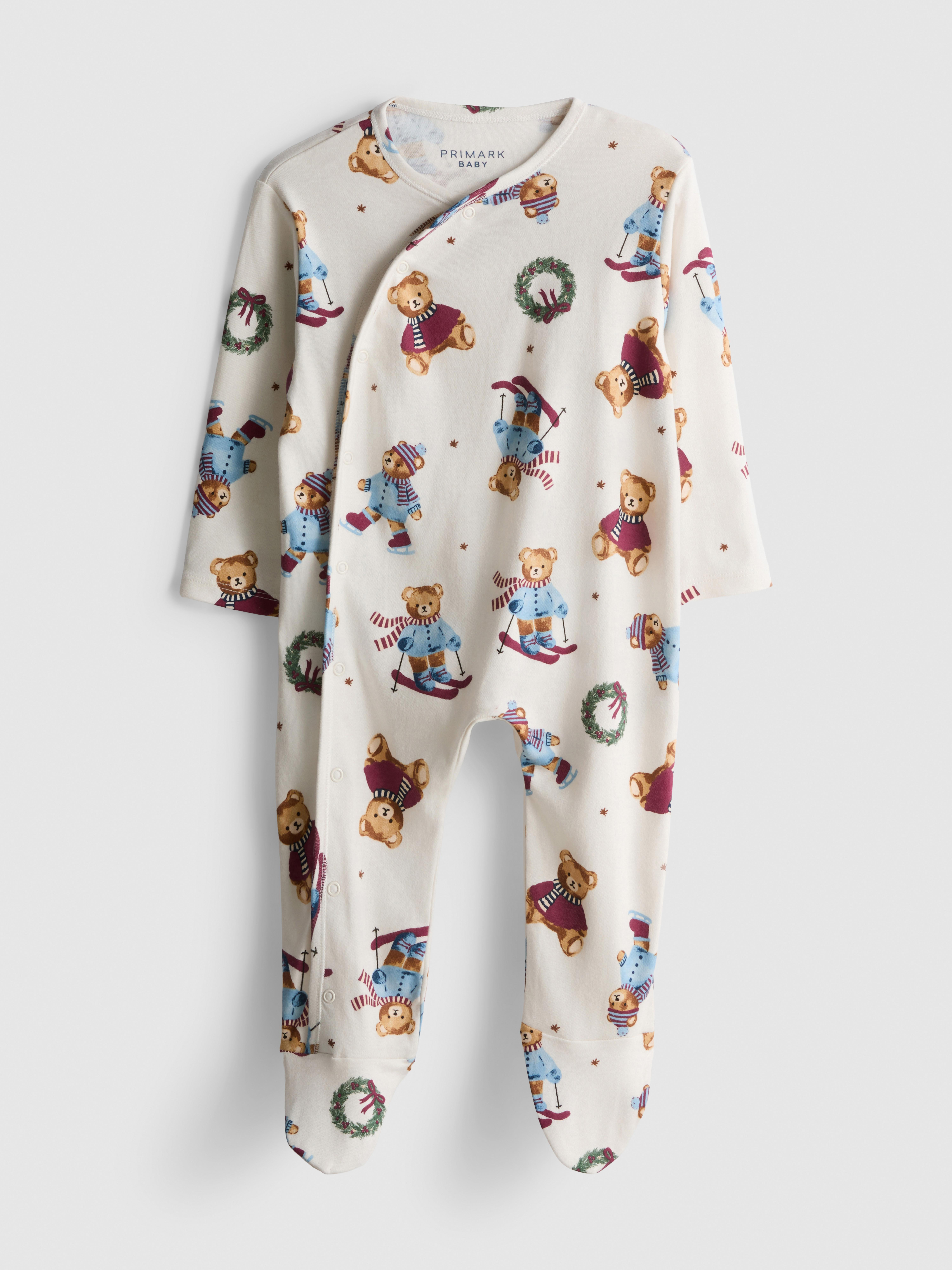 0-24mths | Baby’s Pure Cotton Teddy Bear Family Christmas Pyjamas | Primark UK