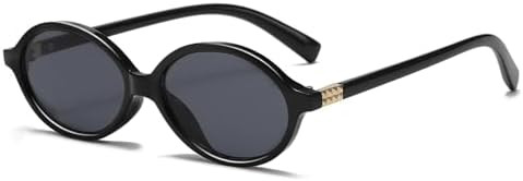 Retro Oval Sunglasses for Women Men Trendy Round Tortoise Sun Glasses 90s Vintage Shades | Amazon (US)