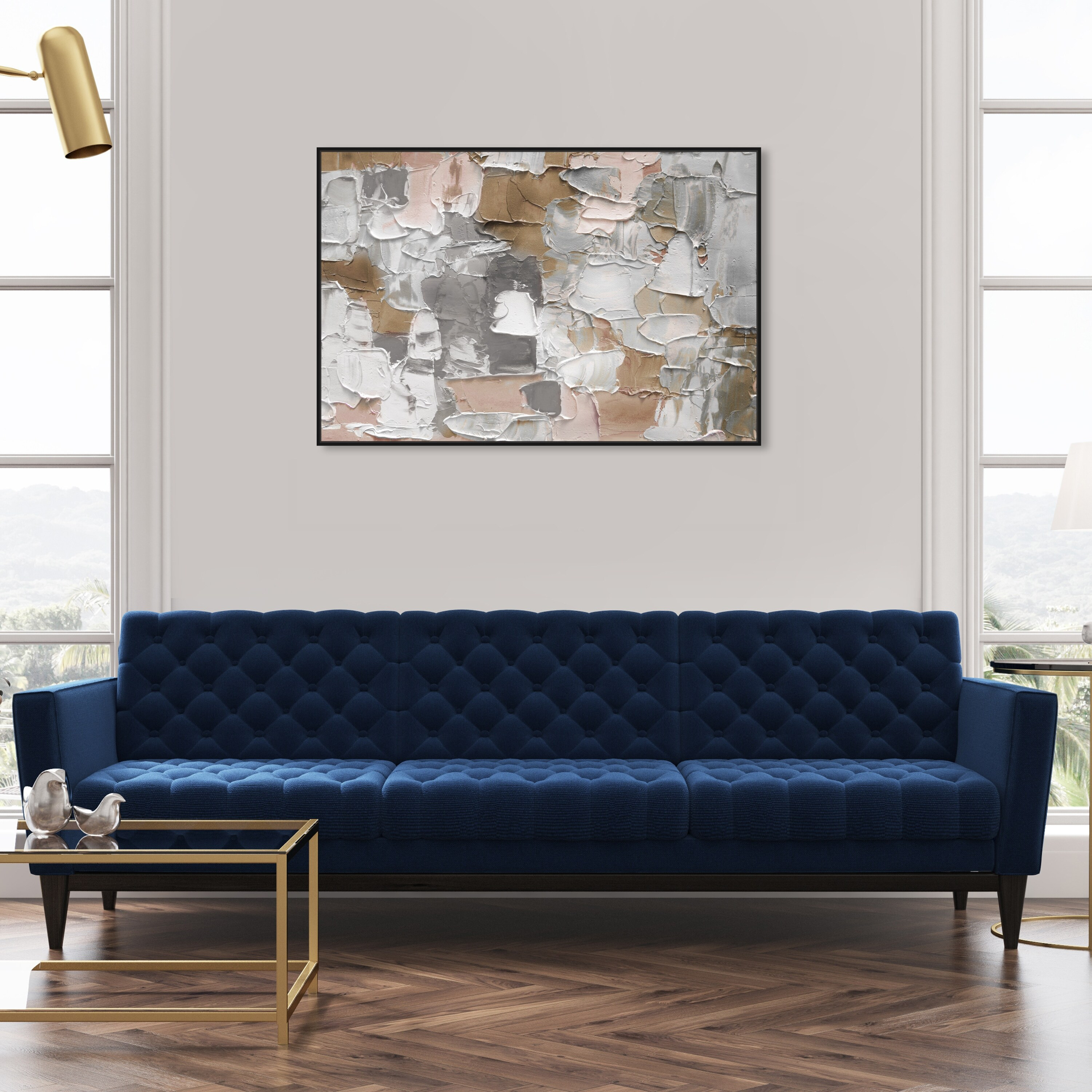 Oliver Gal 'Mornings in Costa Mesa Grey' Abstract Wall Art Framed Canvas Print Textures - Gray, Brow | Bed Bath & Beyond