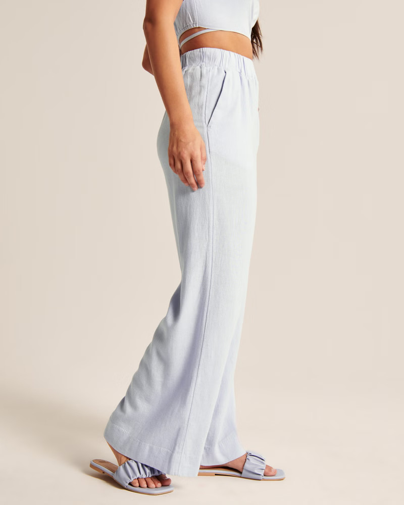 Linen-Blend Pull-On Wide Leg Pants | Abercrombie & Fitch (US)