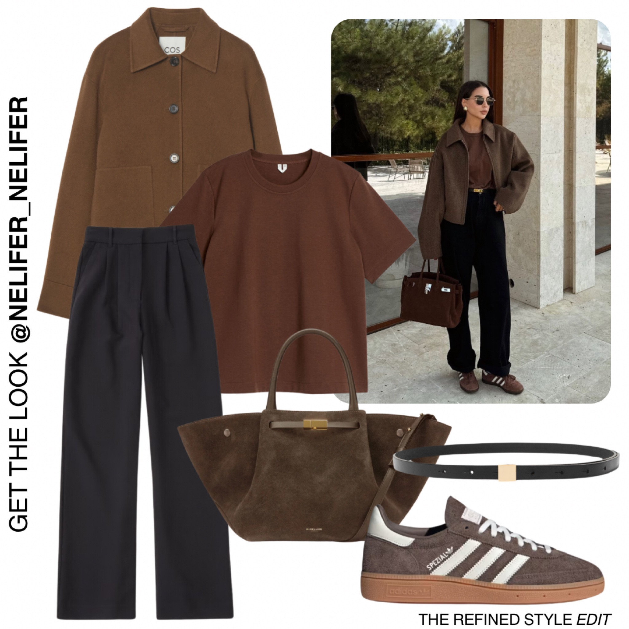 Tonal dressing with a key colour of the season 🤎

Including brown boxy wool jacket, brown t-shirt, black tailored trousers, brown suede handbag, black belt, brown adidas spezial trainers  

#LTKautumn #LTKstyletip #LTKuk
