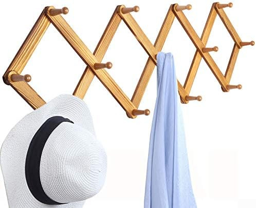 OROPY Wooden Expandable Coat Rack Hanger, Wall Mounted Accordion Pine Wood Hook for Hanging Hats,... | Amazon (US)