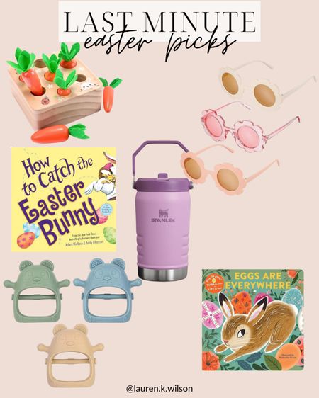 Easter baskets, Stanley, water bottle, sunglasses, books, teether, wooden toy, carrots 

#LTKkids #LTKSeasonal #LTKfamily
