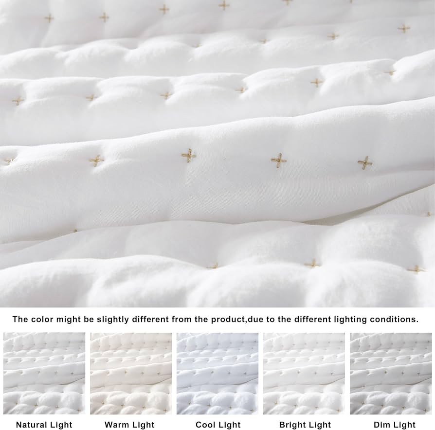 WDCOZY White Queen Size Quilt Bedding Sets with Pillow Shams, Lightweight Soft Bedspread Coverlet... | Amazon (US)